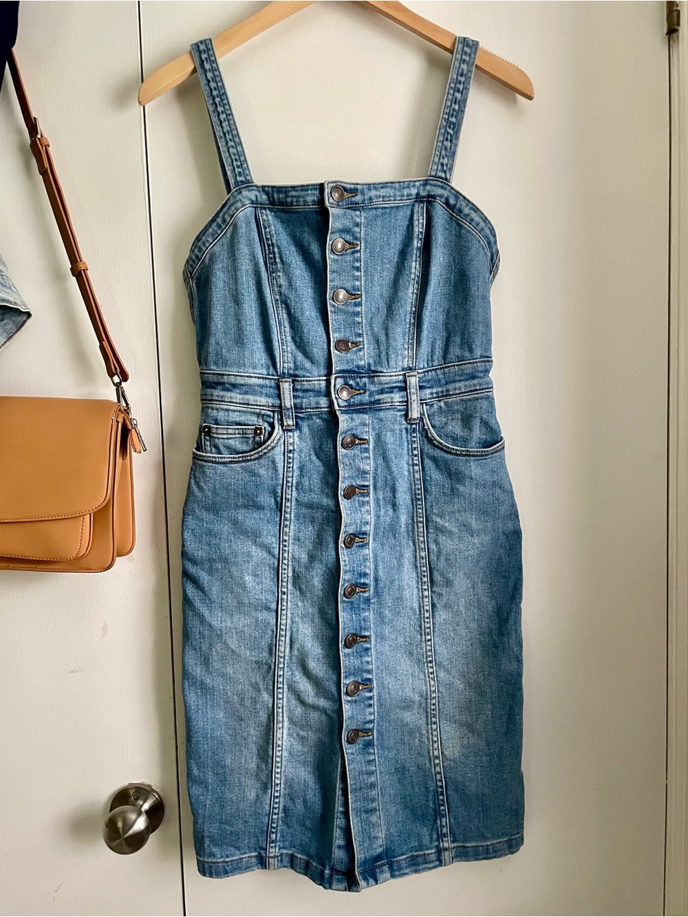Free People - Button-down Denim Jumper Dress - Picture 1 of 3